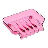 MMRM Clear Plastic Waterfall Drain Soap Dish with Suction Cup Bathroom Peach