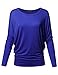 Women's Casual Solid Boat Neck Long Dolman Sleeve Top - Made in USA