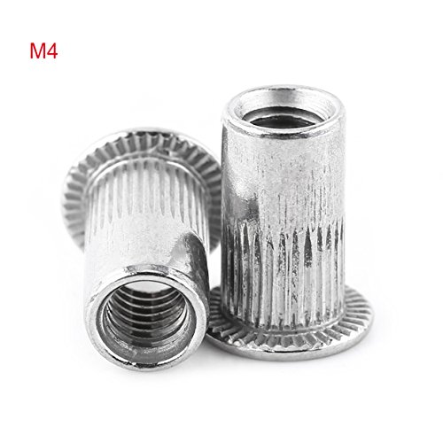 20Pcs Flat Head Metric Threaded Blind Rivet Nut,M3 M4 M5 M6 M8 Insert Rivnut Nutsert Screw Stainless Steel (M4)