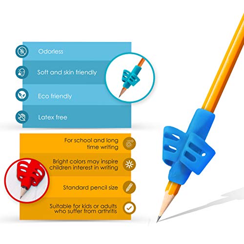 My Way Rubber Pencil Grips for Kids Handwriting (4 Pack) BPAFree