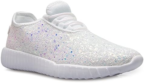 OLIVIA K Womens Easy On Casual Fashion Sparkly Glitter Sneakers - Comfort, Lightweight