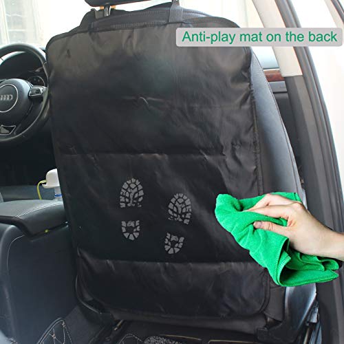 YIJINSHENG Car Backseat Organizer Kick Mats with Touch Screen 10" Tablet Holder & 8 Storage Pockets Back Seat Protector for Toys Book Bottle Drink Kids Baby Toddler Travel Accessories (2 Pack) - Thumbnail 4