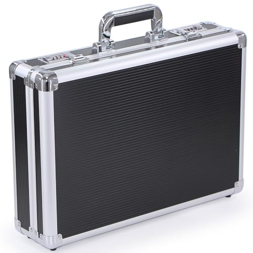 Buyineast Briefcase Laptop Case Attache case Document Case with Dual Combination Lock Suitcase for Business Travel Black (Large)