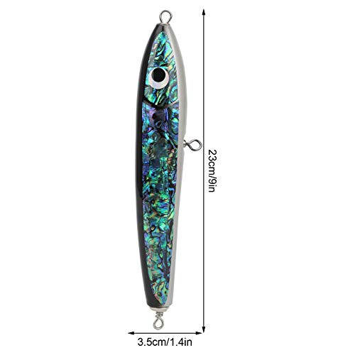 Keenso Appât De Poisson, Leurre De Poisson Portable Appât De Pêche En Coquille D’ormeau Appât De Pêche En Bois De Manivelle Pour Thon Mérou Billbirds Daurade 23×3.5 Cm