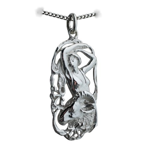 Silver 33x17mm Aquarius Zodiac Pendant with a curb chain 24 inches