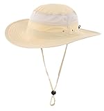 Connectyle Outdoor Mesh Sun Hat Camouflage Boonie Bucket Hats Fishing Hats with String Light Khaki