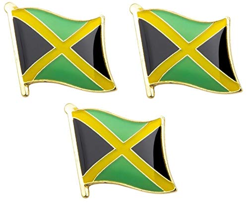 Pack of 3 x Flag of Jamaica reggae badge Flag Metal Pin Badges