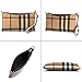 Small Checkered Crossbody Bag for Women Wristlet Clutch with Strap (Beige)