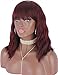 Kalyss Short Synthetic 99J Burgundy Wig with Hair Bangs Short Wavy Curly Wig for Women -Natural Looking and Heat Resistant Full Head Hair Replacement Wig for Daily Wear or Costume Wig