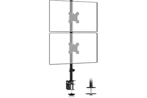 Suptek Dual LED LCD Monitor Stand up Desk Mount for 2 / Two Screens up to 27 inch Extra Tall 31.5" Pole Heavy Duty Fully Adju