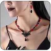 Bestleey Gothic Bat Jewelry Set for Women Dark Bat Earrings Necklace Set Vampire Earring Necklace Sets Halloween Costume Accessory Spooky Goth Jewelry Gift for Women