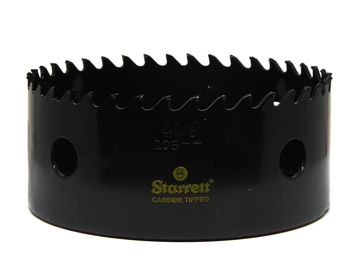 Starrett Tungsten Carbide Tipped Hole Saw - CT418 Deep Cut Holesaw Cutter - For Wood Suspended Flooring Reinforced Concrete & Fibreglass - 105MM — image 1