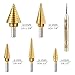 HYCLAT 5PCS Step Drill Bit Set & 1PC Automatic Center Punch | Titanium High-Speed Steel (HSS) Stepper Cone Drill Bit | Covering 50 Sizes(1/8''-1 3/8''), 135 Degree Point, with Aluminum Case