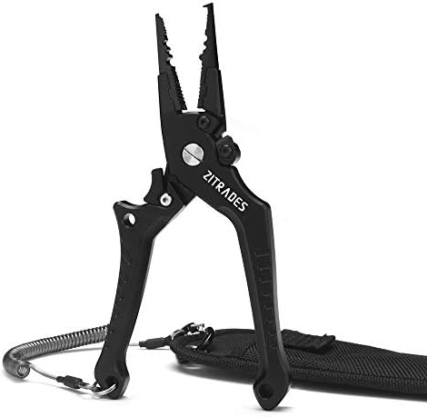 Zitrades フィッシングプライヤー 釣り プライヤー ロック機能付き 釣り具 多機能 釣りプライヤー 釣り用ペンチ ロングノーズ 防錆性能 アルミ合金 Peライン切れる ルアー交換用 軽量 専用ケース 安全ロープ付き 持ち運びに便利 ブラック Parapentefamily Com