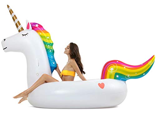 Vickea Leisure Giant Inflatable Unicorn Pool Float Large Outdoor Swimming Pool Floaties Lounge Toys for Adults