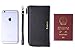 Borgasets RFID Protection Genuine Leather Wallet with Removable Strap Wristlet Zip Clutch Passport Holder