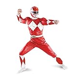 Disguise Men's Saban Power Rnagers Mighty Morphin Red Ranger Classic Muscle Costume, Red/White, X-Large