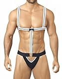 PPU-1306 -Strappy Jock Harness with Bow Detail - Black/White or Red/White