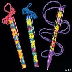 OTC - Bright Hibiscus Pens on a Rope (2-Pack of 12)