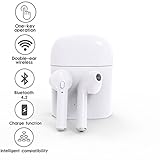 Bluetooth Earbuds Bluetooth Headphones Wireless Earbuds Mini TWS Earpieces Earphones V4.2 Stereo & HD Mic with Charging Case for iPhone and Most Android Bluetooth Devices (2PCS - White)