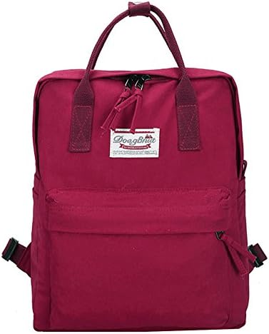 LBOJA Vintage Canvas Shoulder Bag Backpack Student Women Girl Rucksack School Bookbag - Red