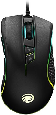 Gaming Mouse with RGB Backlit, Optical Ergonomic USB Wired Gaming Mice with 6 Buttons 7 Shooting LED Colors for PC/Laptop/Desktop/Computer (F300Black)