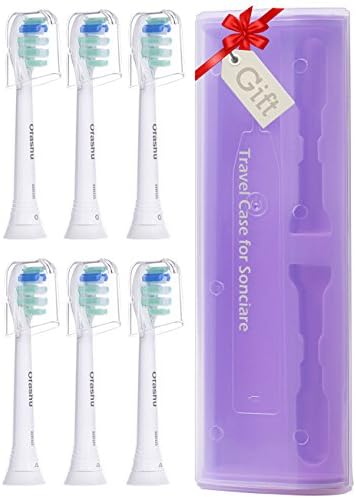 Ofashu Replacement Brush Heads compatible with Philips Sonicare ProResult Electric Toothbrush HX9023/64, 6Pack with a Purple Sonicare Travel Case by Ofashu