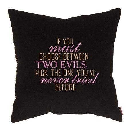 Amazon Com Leyla S Pillows Two Evils Funny Decorative Pillow
