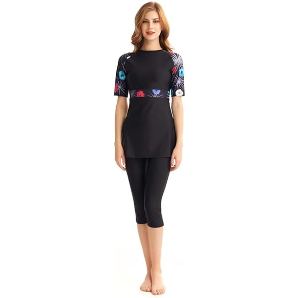 TianMaiGeLun vrouwen korte mouw bescheiden zwemkleding beachwear bescheidenheid burkini surfen pak islamitische zwemkleding(Blue, L