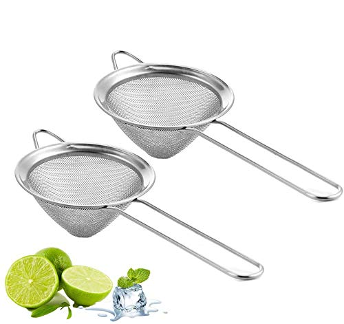 Feinmaschiges Sieb für Bars, Edelstahl, konisches Sieb für Cocktails, Getränke, Barsieb, Bar-Werkzeug, 8,9 cm, 2 Stück