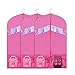 Univivi Dance Costume Bags Foldable 36 inch for Dance Competitions Garment Bag, with 2 Zipper Mesh Pockets and Clear Window, for Storage or Travel Set of 3 （Pink）