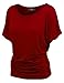 MBJ WT817 Womens Dolman Drape Top with Side Shirring XXL Wine