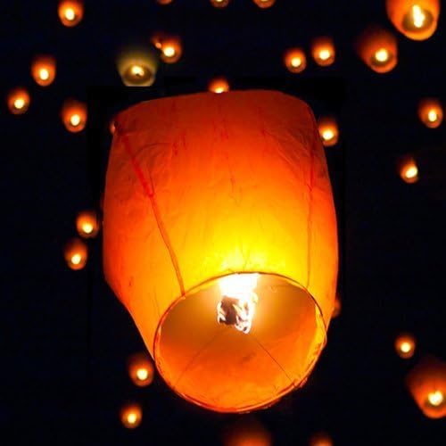 Etak Lot of 50 pcs White Paper Chinese Lanterns Sky Fly Candle Lamp for Wish Party Wedding