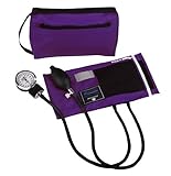 MABIS MatchMates Aneroid Sphygmomanometer Manual Blood Pressure Monitor Kit with Calibrated Nylon Cuff and Carrying Case, Professional Quality, Purple