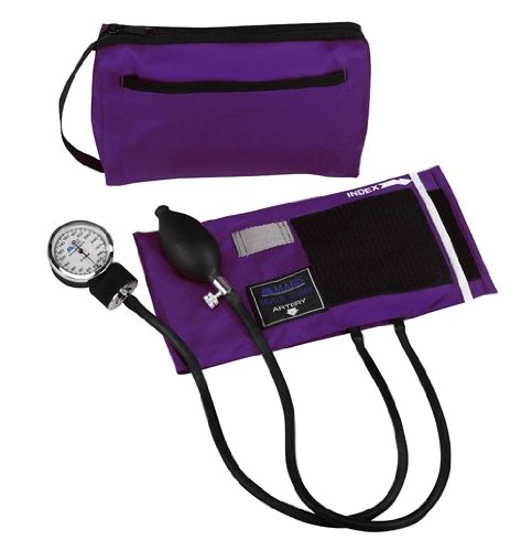 MABIS MatchMates Aneroid Sphygmomanometer Manual Blood Pressure Monitor Kit with Calibrated Nylon Cuff and Carrying Case, Purple
