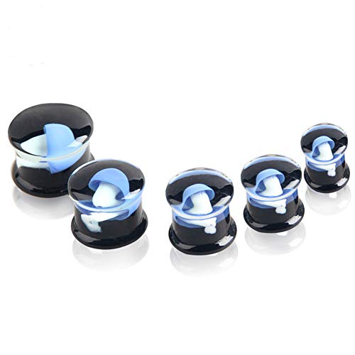 Spiral tunnel ear stretcher plug perforator 1 Pair Glass Ocean Jellyfish Ear Gauges Plugs Expander Tunnels Body Piercing, 0g-5/8 ''(8mm-16mm) Beautiful Men And Women Can Take Ear extension plug kit