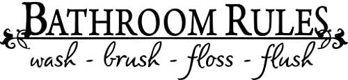 Black 10" x 40" Bathroom Rules Wash Brush Floss Flush Quote Saying Wall Sticker Home Decal Decor for Bathroom