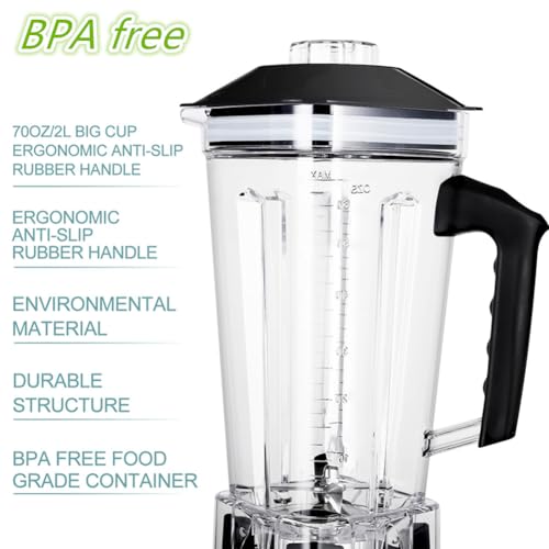 Professional Countertop Blender, 2200W High Power Commercial Blender for Shakes and Smoothies with 2L BPA Free Container, Built-in Timer Jug Blenders for Crushing Ice, Frozen Dessert
