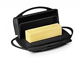 Butterie Flip Top Butter Dish For Countertop or Refrigerator, BPA Free, Black
