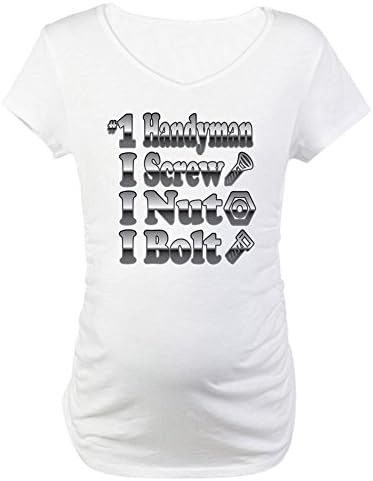 Royal Lion Maternity T-Shirt Number 1 Handyman I Screw Nut Bolt - White, Small