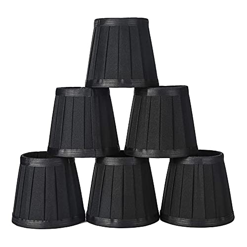 Hausdec Clip on Lampshades Candle Chandelier Lampshades for Ceiling Pendant Light Table Lamp Floor Light 6 Pcs Black