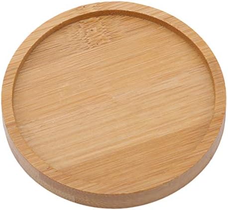 Beafavor Bamboo Round Square Bowls Plates for Succulents Pots Trays Base Stander Garden Decor (Round Bamboo Tray)