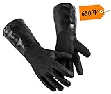 prepmen BBQ high Heat Resistant Grilling Gloves - Insulated Waterproof Grill Mitts for Meat shredding Oven Baking Barbecue, Fryer Cooking Accessories - 1 Pair, 14 inches