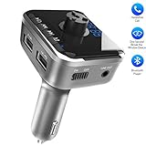 Bluetooth FM Transmitter In-Car Wireless Music Player-FM Radio Stereo Adapter with 2 USB Car Charger,Hands Free Calls,Window Break,Voice Navigation,Input TF Card,Car Battery Voltage Display