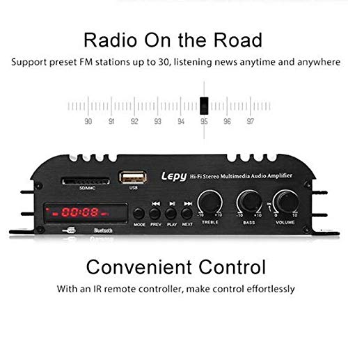 PolarLander Bluetooth HiFi Digital Stereo Amplifier 4-Channel Powerful Sound Compatible with Car Motorcycle Computer Speaker