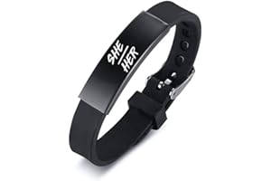 KBNSUIAN She Her Pronouns Bracelet for Adults Kids, Adjustable Silicone Nonbinary NB Pride Wristband, Female Genderqueer LGBT Bangle, She Her Hers Pronoun Gender Identity Jewelry for Women Girls,Black,Pink