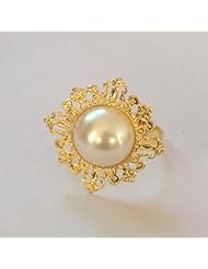 Tangpan 10pcs Gold-light Napkin Ring Rhinestones Napkin Rings for Weddings Pearl Napkin Rings Shiny (Pearl)