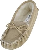 Lambland Womens / Ladies Genuine Suede Sheepskin Moccasins with Soft Sole / Made in Great Britain