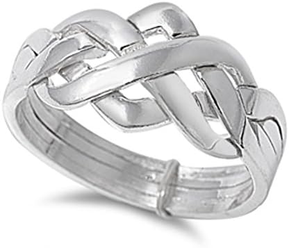 925 Sterling Silver 4pc Puzzle Ring Ring