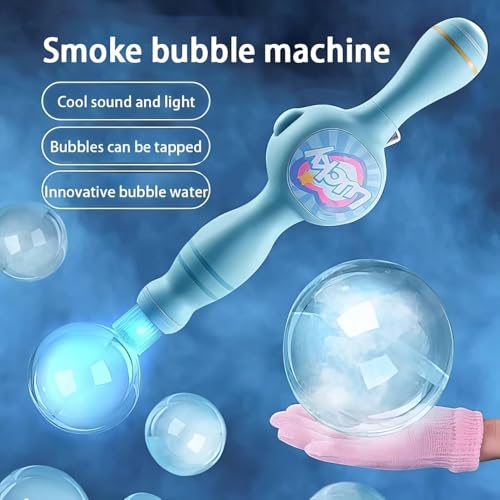 Elastic Bubble Fog Wand, Magic Smoke Bubble Machine with Colorful Elastic Bubbles & Smoke Effect, Portable Interactive Mist Bubble Machines for Parties(Blue)